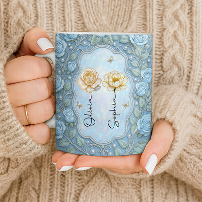 To My Granddaughter, Roses and Crowns Design - Personalized Custom Coffee Mug - GDT541_MG