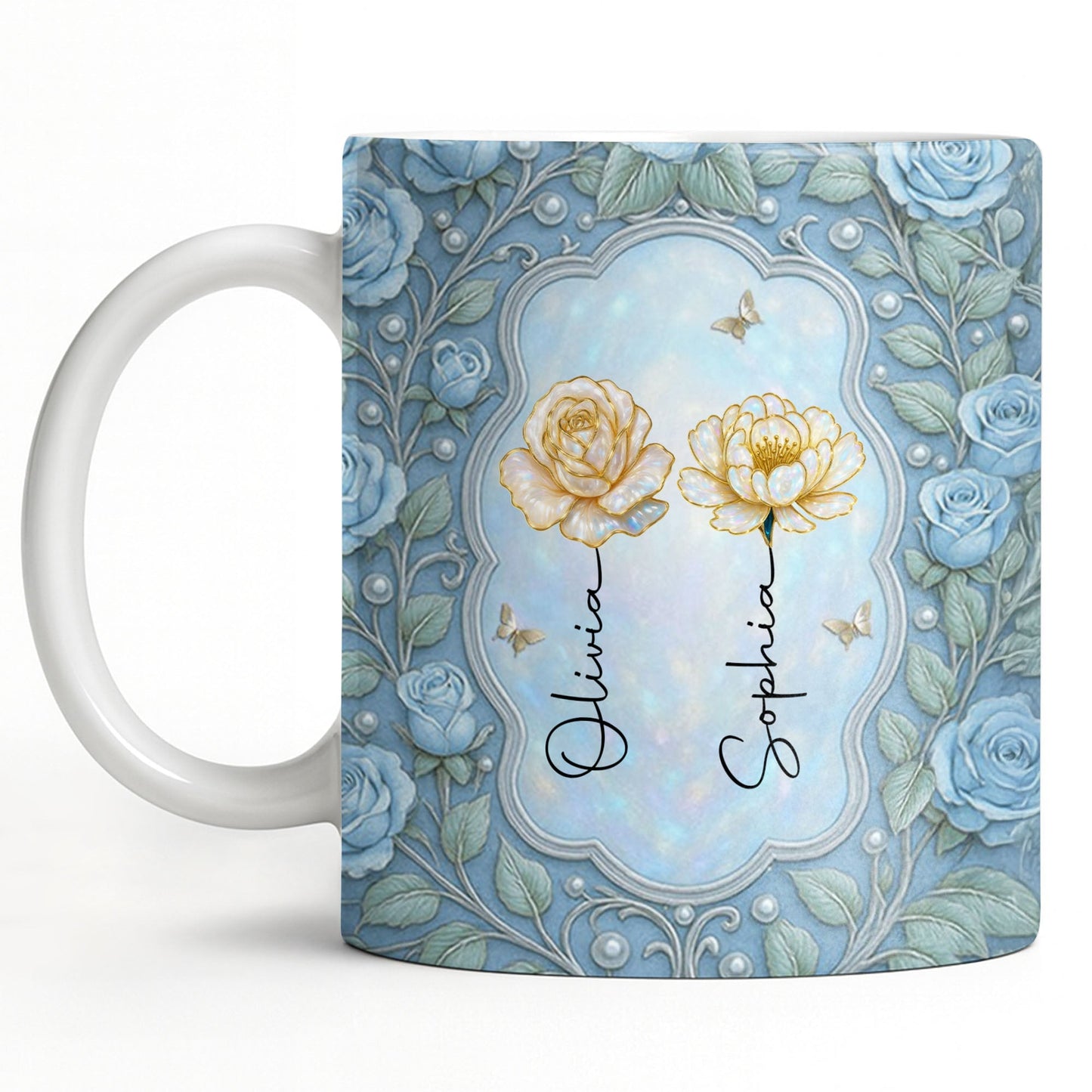 To My Granddaughter, Roses and Crowns Design - Personalized Custom Coffee Mug - GDT541_MG