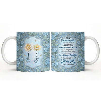 To My Granddaughter, Roses and Crowns Design - Personalized Custom Coffee Mug - GDT541_MG