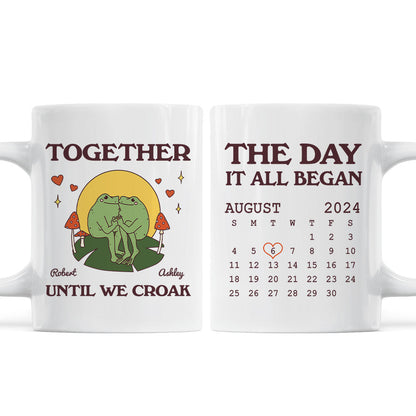 Until We Croak Together Frog Couple Anniversary Calendar Keepsake Personalized Mug