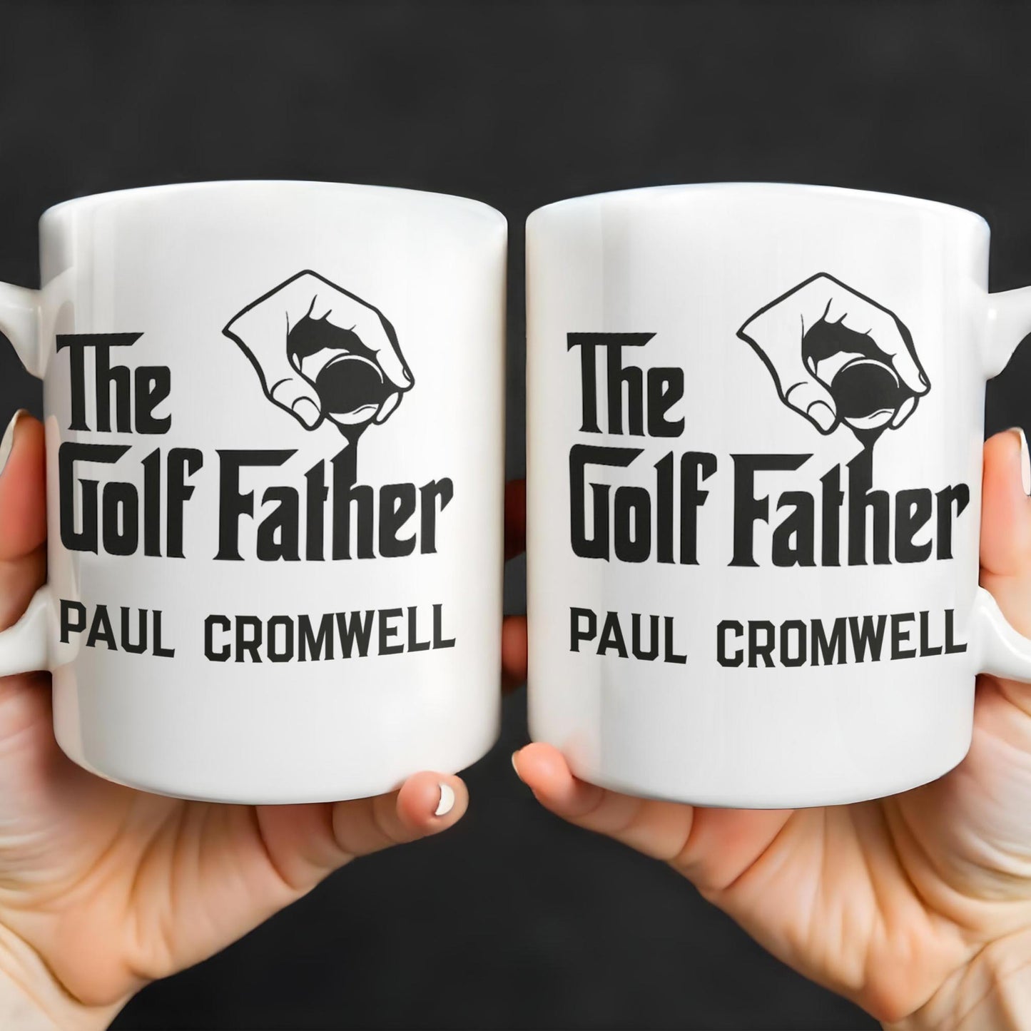 The Golf Father, Hand Holding Golf Ball - Personalized Custom Coffee Mug - GOLF001_MG