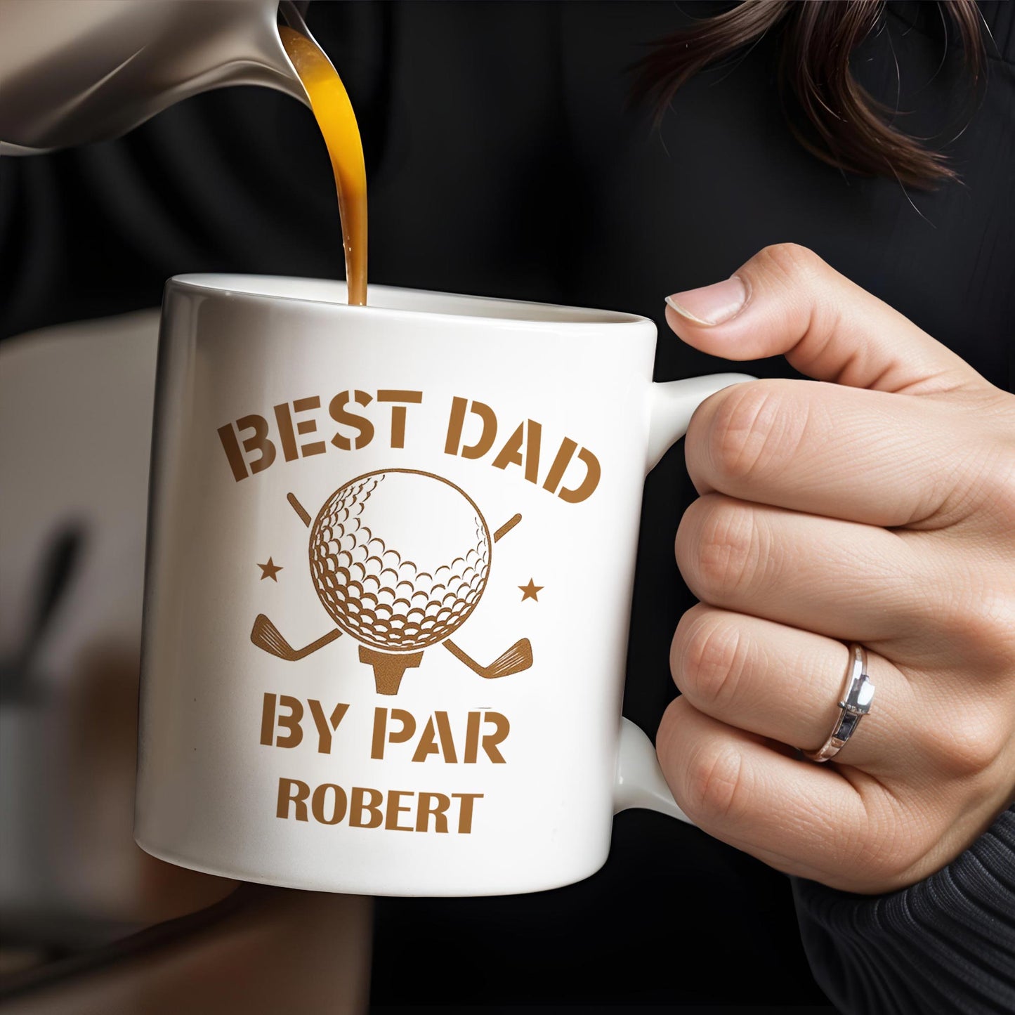 Best Dad By Par, Golf Ball and Golf Clubs - Personalized Custom Coffee Mug - GOLF003_MG