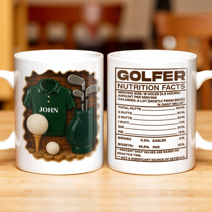 Golfer Nutrition Facts With Golf Accessories - Personalized Custom Coffee Mug - GOLF006_MG