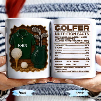 Golfer Nutrition Facts With Golf Accessories - Personalized Custom Coffee Mug - GOLF006_MG