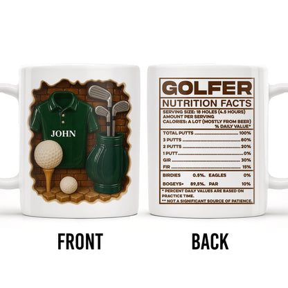 Golfer Nutrition Facts With Golf Accessories - Personalized Custom Coffee Mug - GOLF006_MG