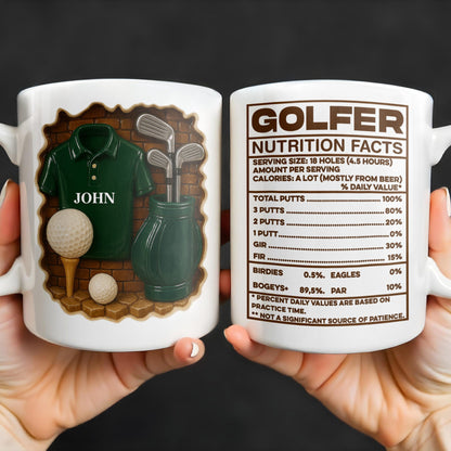 Golfer Nutrition Facts With Golf Accessories - Personalized Custom Coffee Mug - GOLF006_MG