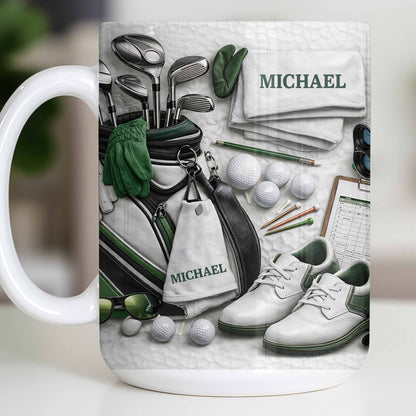 Customizable Golf Themed Mug With Clubs And Balls - Personalized Custom Coffee Mug - GOLF012_MG