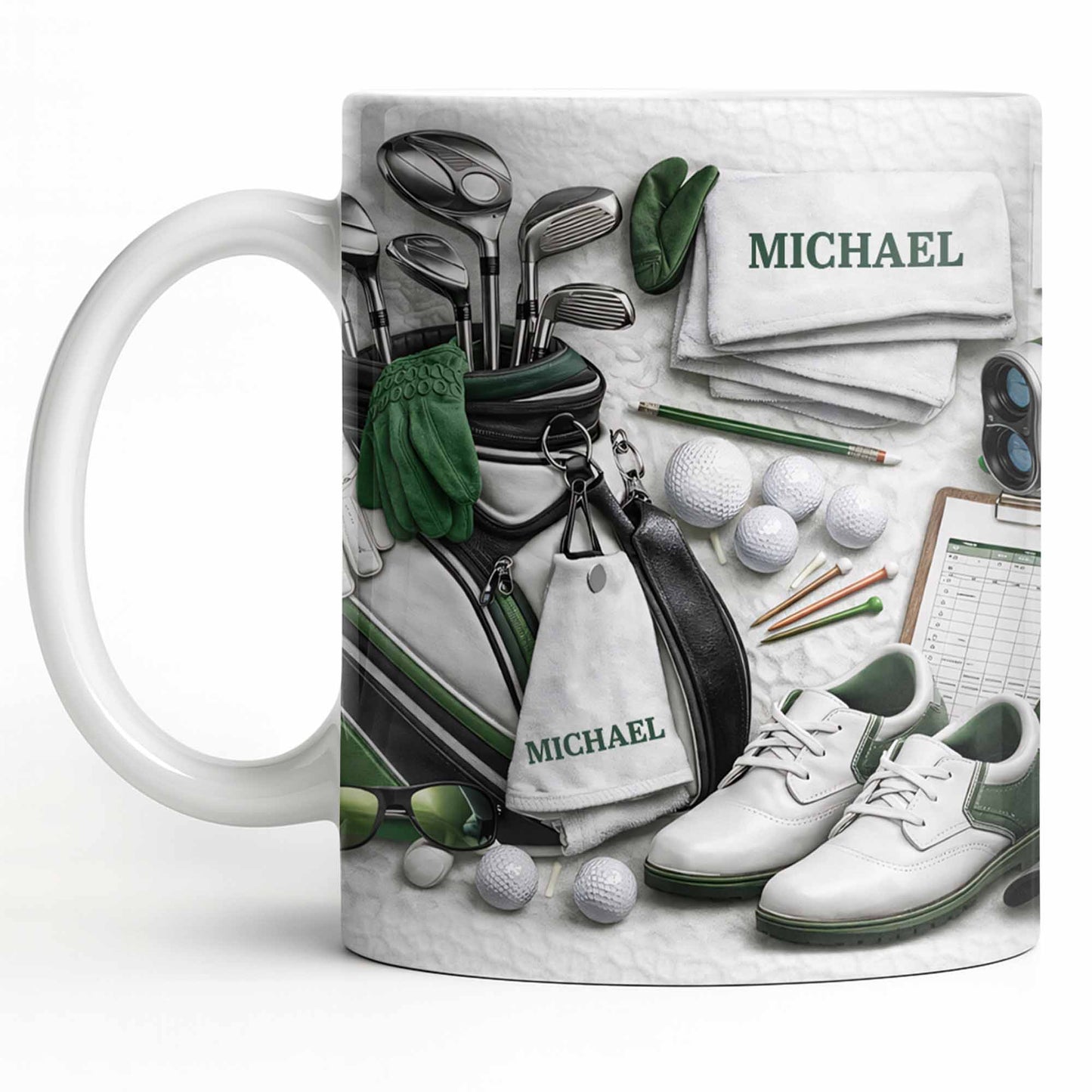 Customizable Golf Themed Mug With Clubs And Balls - Personalized Custom Coffee Mug - GOLF012_MG