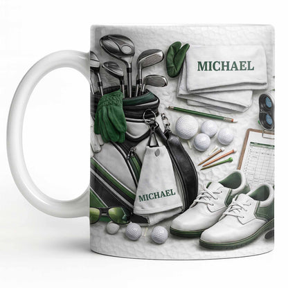 Customizable Golf Themed Mug With Clubs And Balls - Personalized Custom Coffee Mug - GOLF012_MG