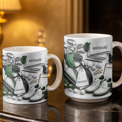Customizable Golf Themed Mug With Clubs And Balls - Personalized Custom Coffee Mug - GOLF012_MG