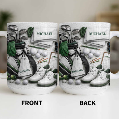 Customizable Golf Themed Mug With Clubs And Balls - Personalized Custom Coffee Mug - GOLF012_MG