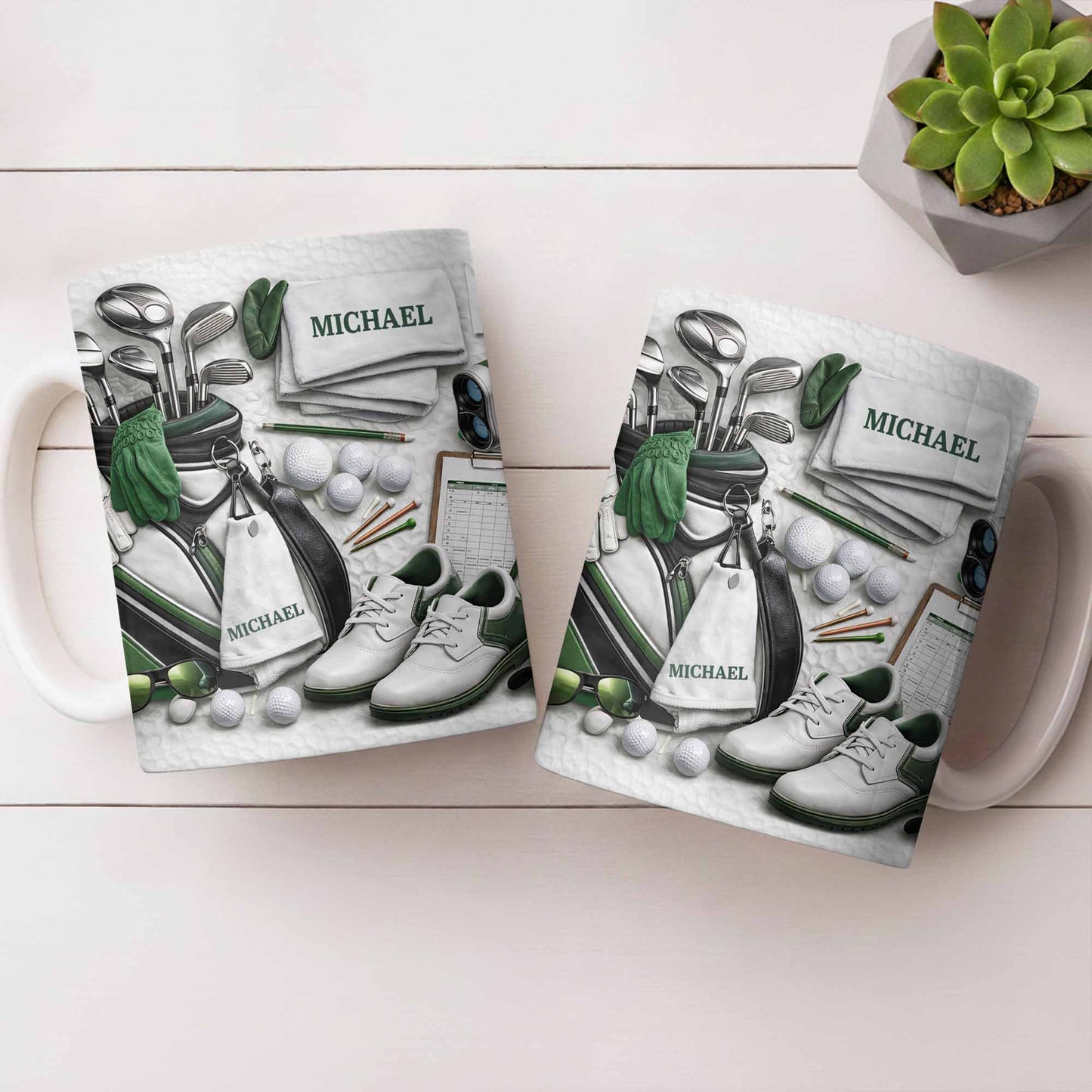 Customizable Golf Themed Mug With Clubs And Balls - Personalized Custom Coffee Mug - GOLF012_MG
