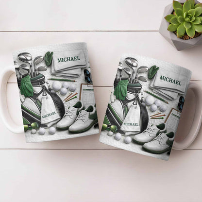 Customizable Golf Themed Mug With Clubs And Balls - Personalized Custom Coffee Mug - GOLF012_MG