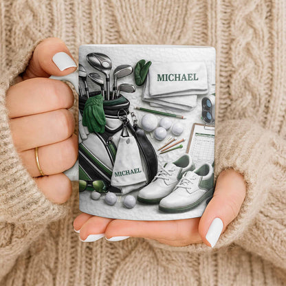 Customizable Golf Themed Mug With Clubs And Balls - Personalized Custom Coffee Mug - GOLF012_MG