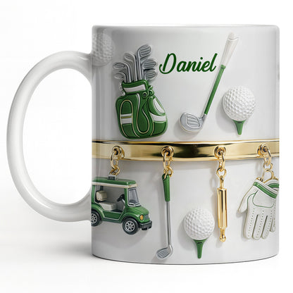 Customized Name, Golf Bag, Clubs, Balls, And Cart - Personalized Custom Coffee Mug - GOLF015_MG