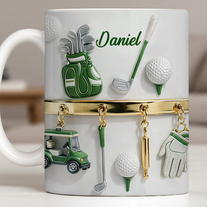 Customized Name, Golf Bag, Clubs, Balls, And Cart - Personalized Custom Coffee Mug - GOLF015_MG