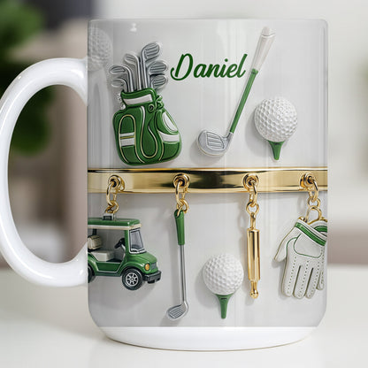 Customized Name, Golf Bag, Clubs, Balls, And Cart - Personalized Custom Coffee Mug - GOLF015_MG