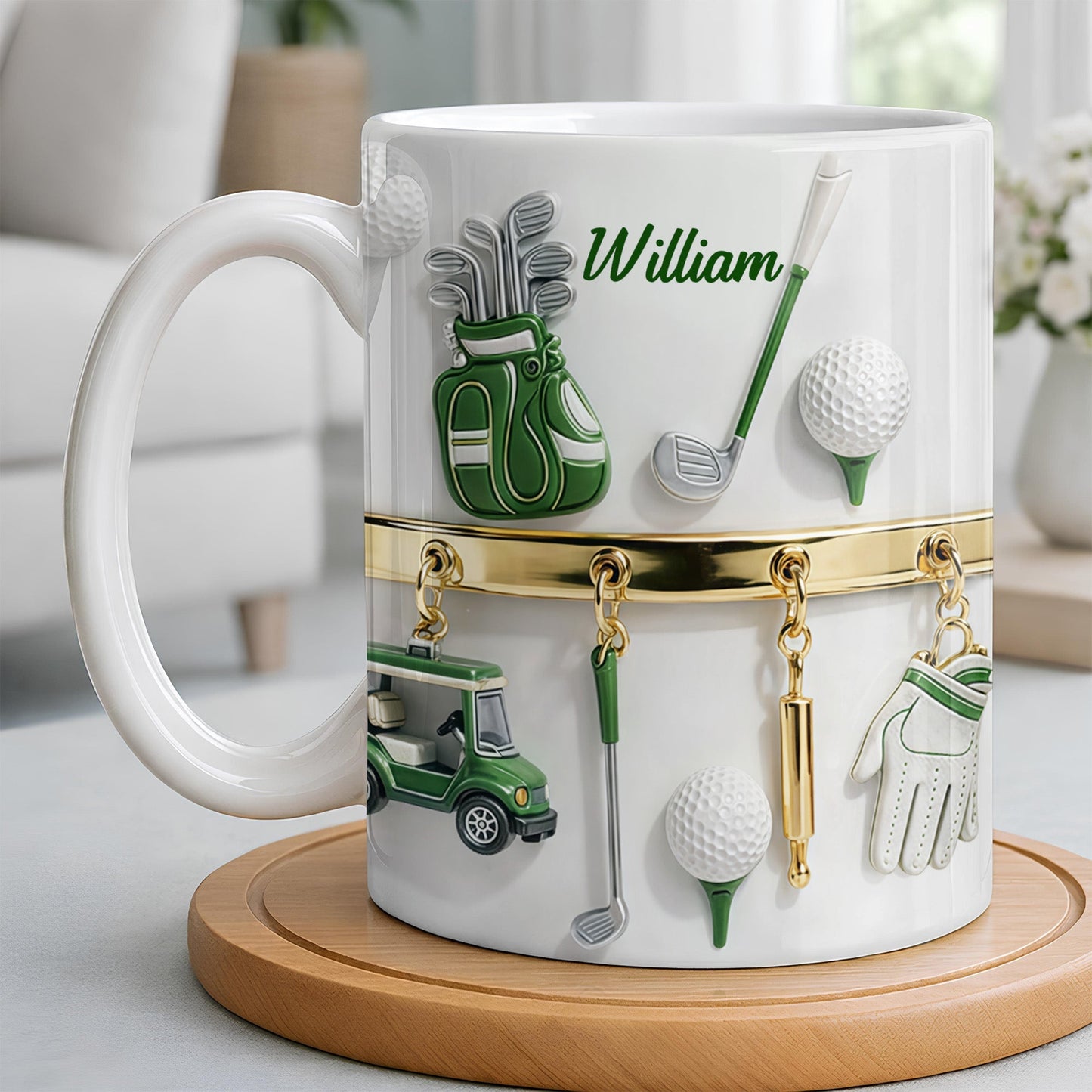 Customized Name, Golf Bag, Clubs, Balls, And Cart - Personalized Custom Coffee Mug - GOLF015_MG