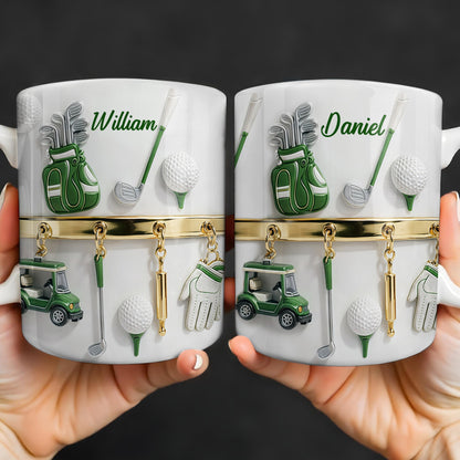 Customized Name, Golf Bag, Clubs, Balls, And Cart - Personalized Custom Coffee Mug - GOLF015_MG