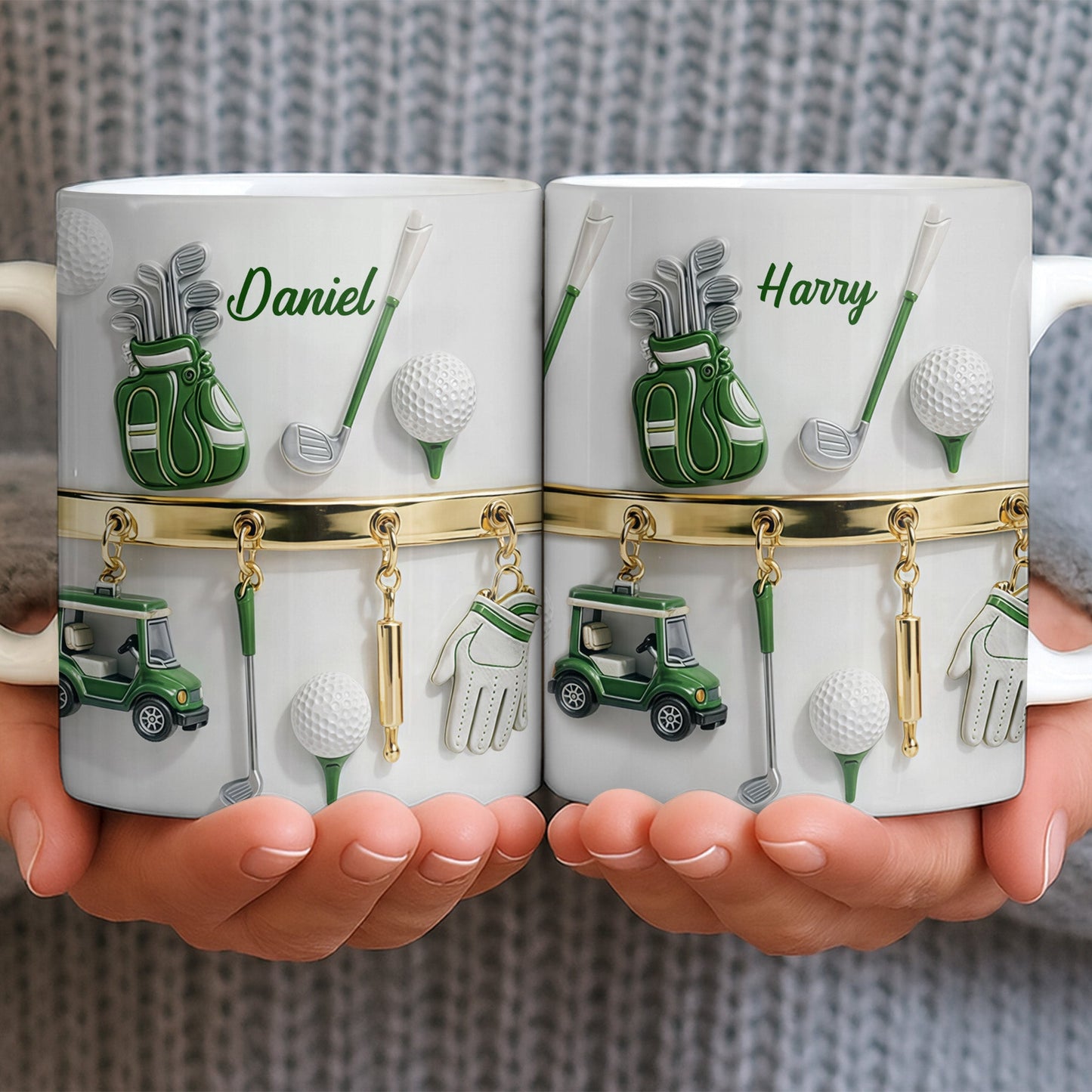 Customized Name, Golf Bag, Clubs, Balls, And Cart - Personalized Custom Coffee Mug - GOLF015_MG