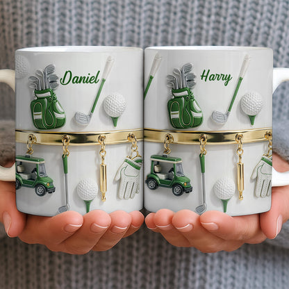 Customized Name, Golf Bag, Clubs, Balls, And Cart - Personalized Custom Coffee Mug - GOLF015_MG