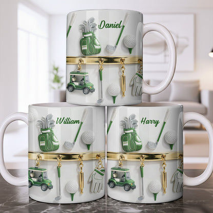 Customized Name, Golf Bag, Clubs, Balls, And Cart - Personalized Custom Coffee Mug - GOLF015_MG