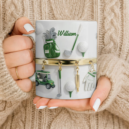Customized Name, Golf Bag, Clubs, Balls, And Cart - Personalized Custom Coffee Mug - GOLF015_MG