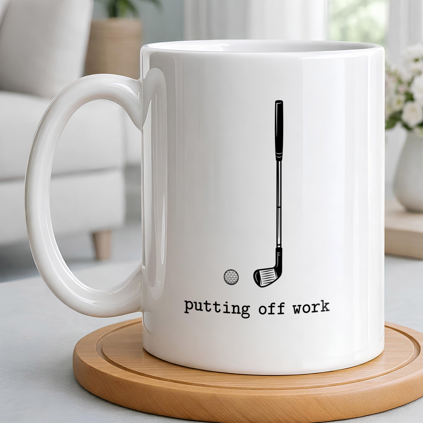 Putting Off Work Golf Club and Ball Design - Personalized Custom Coffee Mug - GOLF017_MG