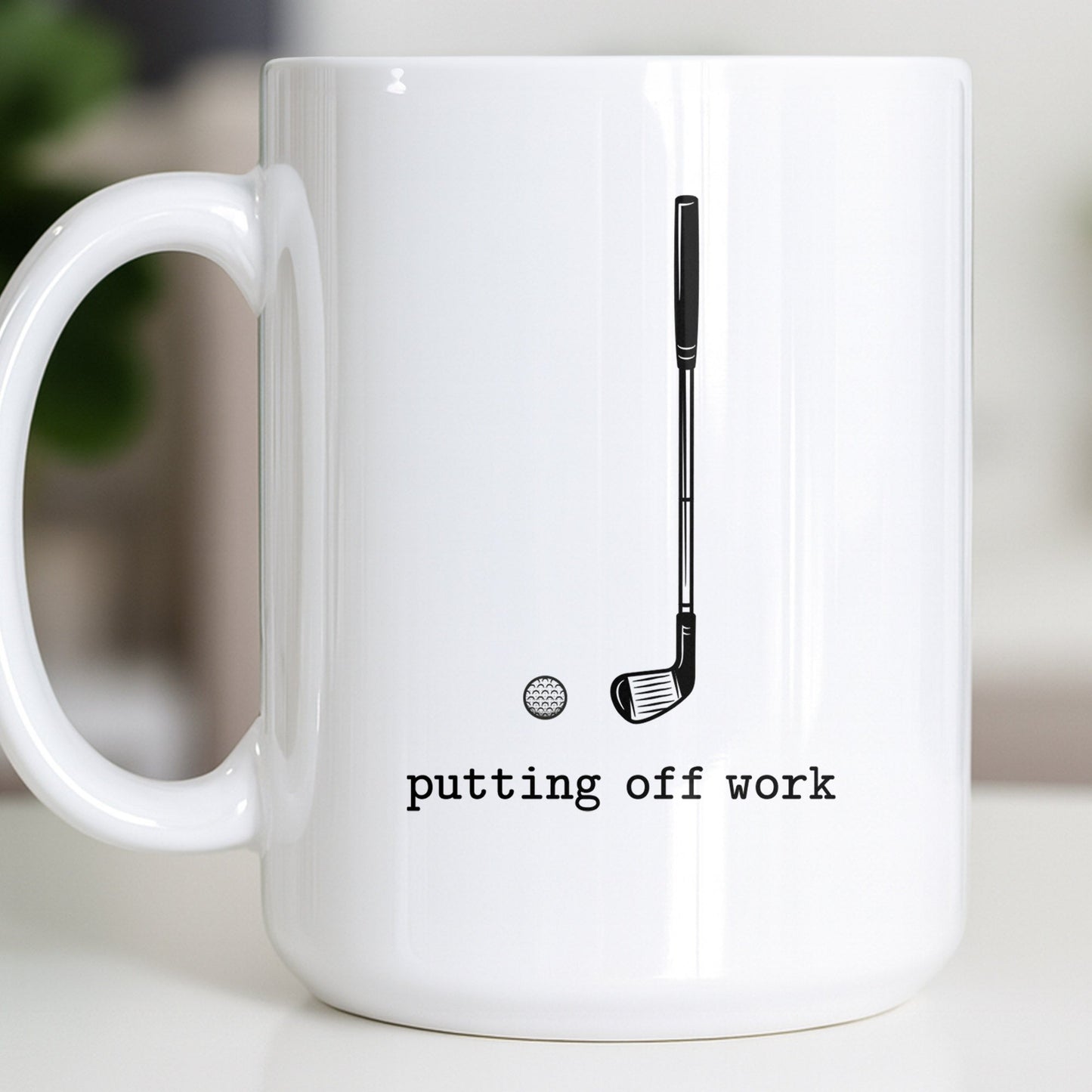 Putting Off Work Golf Club and Ball Design - Personalized Custom Coffee Mug - GOLF017_MG