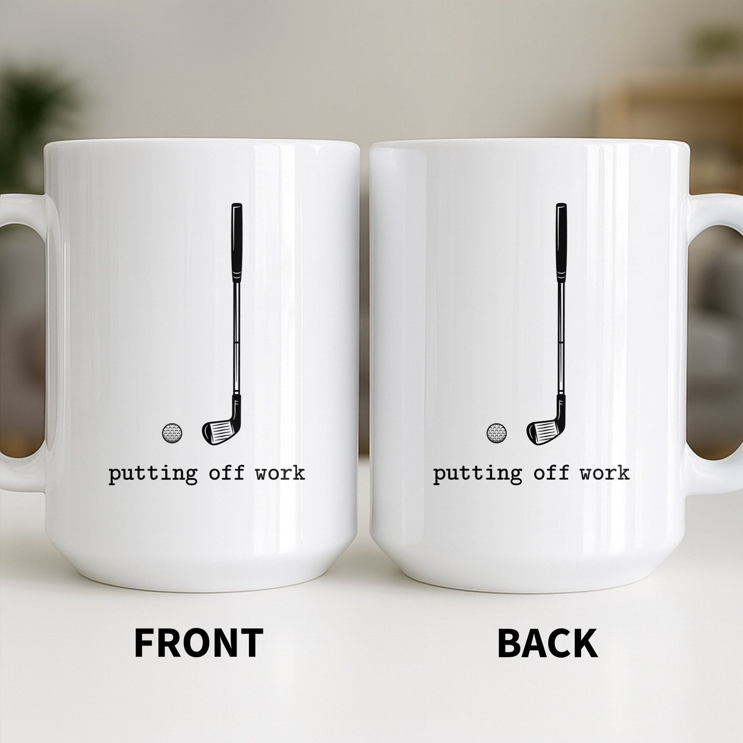 Putting Off Work Golf Club and Ball Design - Personalized Custom Coffee Mug - GOLF017_MG