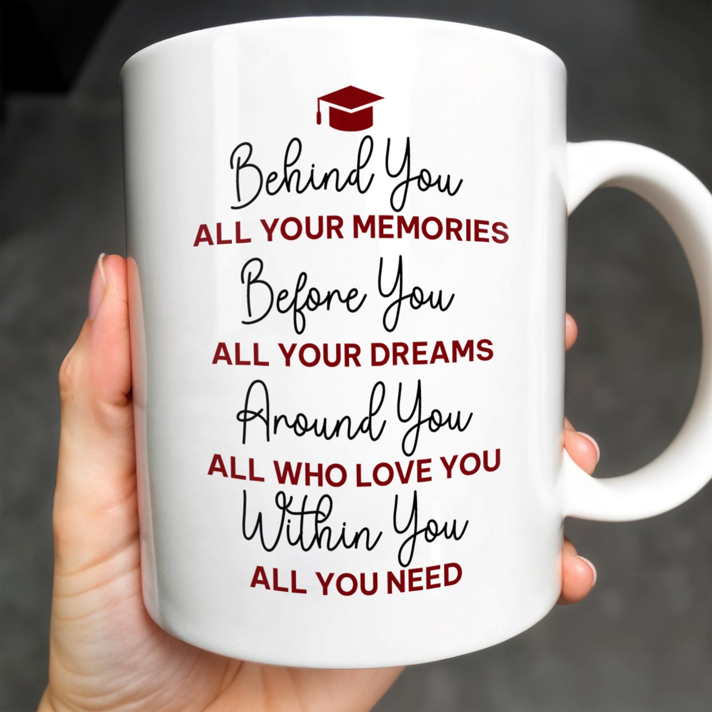 Behind You All Your Memories, Graduation Cap And Diploma - Personalized Custom Coffee Mug - GRAD015_MG