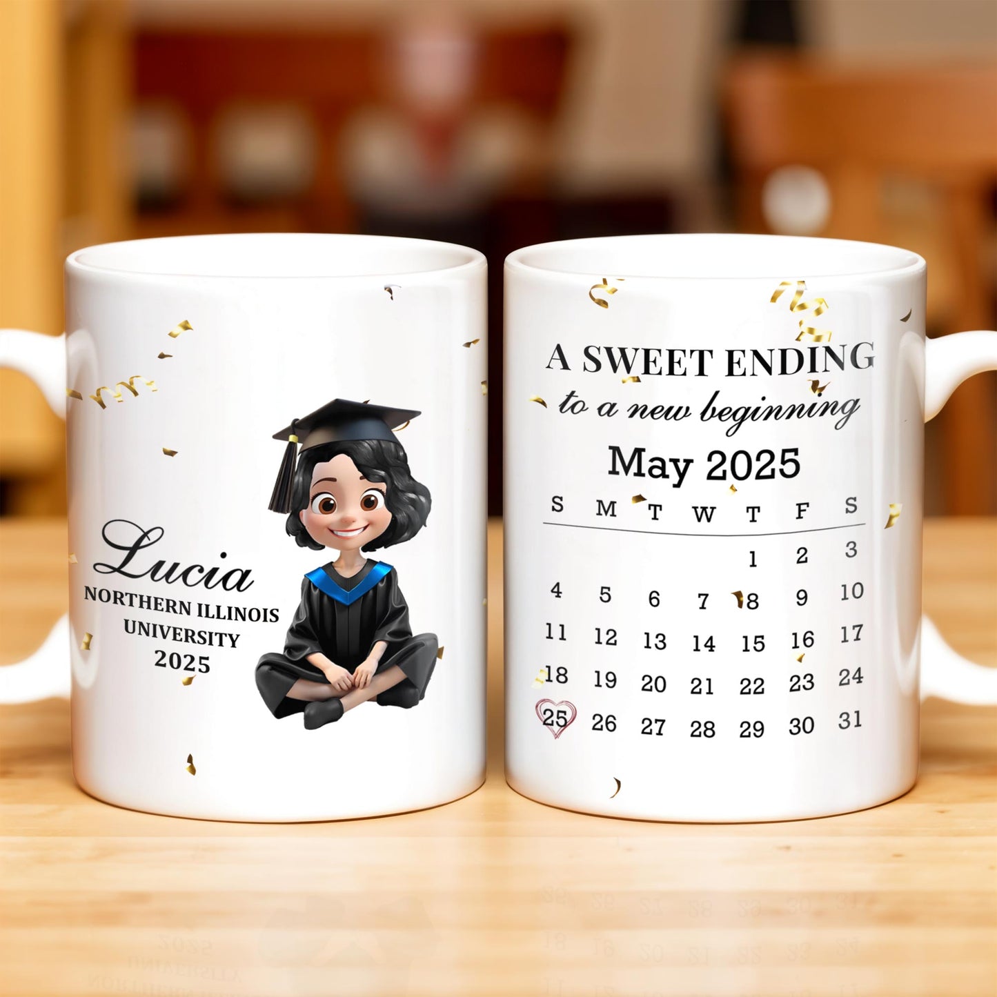 A Sweet Ending To A New Beginning, Graduate And Calendar - Personalized Custom Coffee Mug - GRAD028_MG