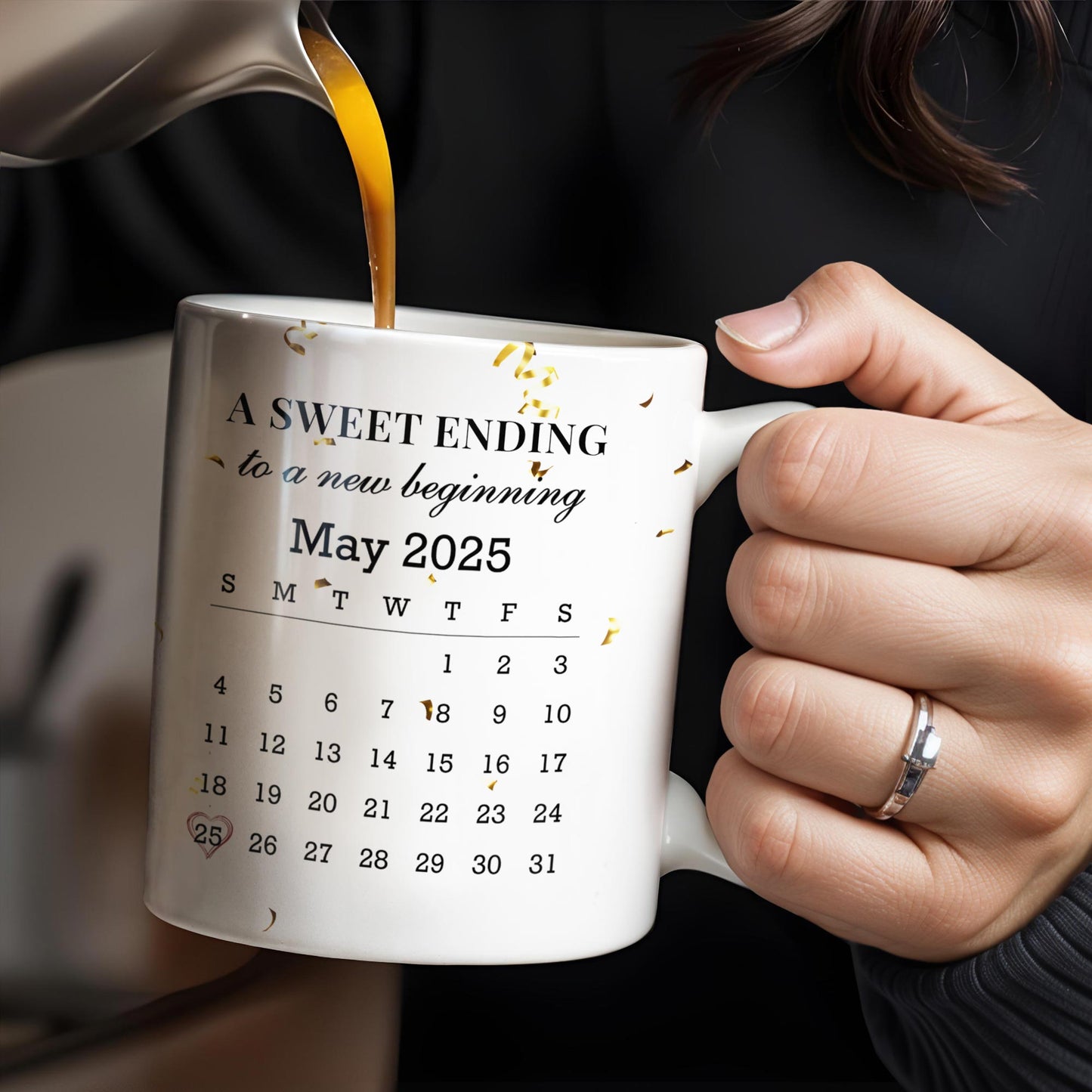 A Sweet Ending To A New Beginning, Graduate And Calendar - Personalized Custom Coffee Mug - GRAD028_MG