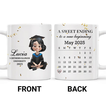 A Sweet Ending To A New Beginning, Graduate And Calendar - Personalized Custom Coffee Mug - GRAD028_MG