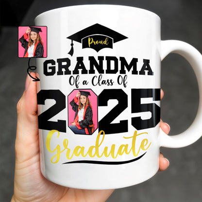 Proud Grandma Of A Class Of 2025 Graduate, Graduation Cap and Diploma - Personalized Custom Coffee Mug - GRAD266_MG