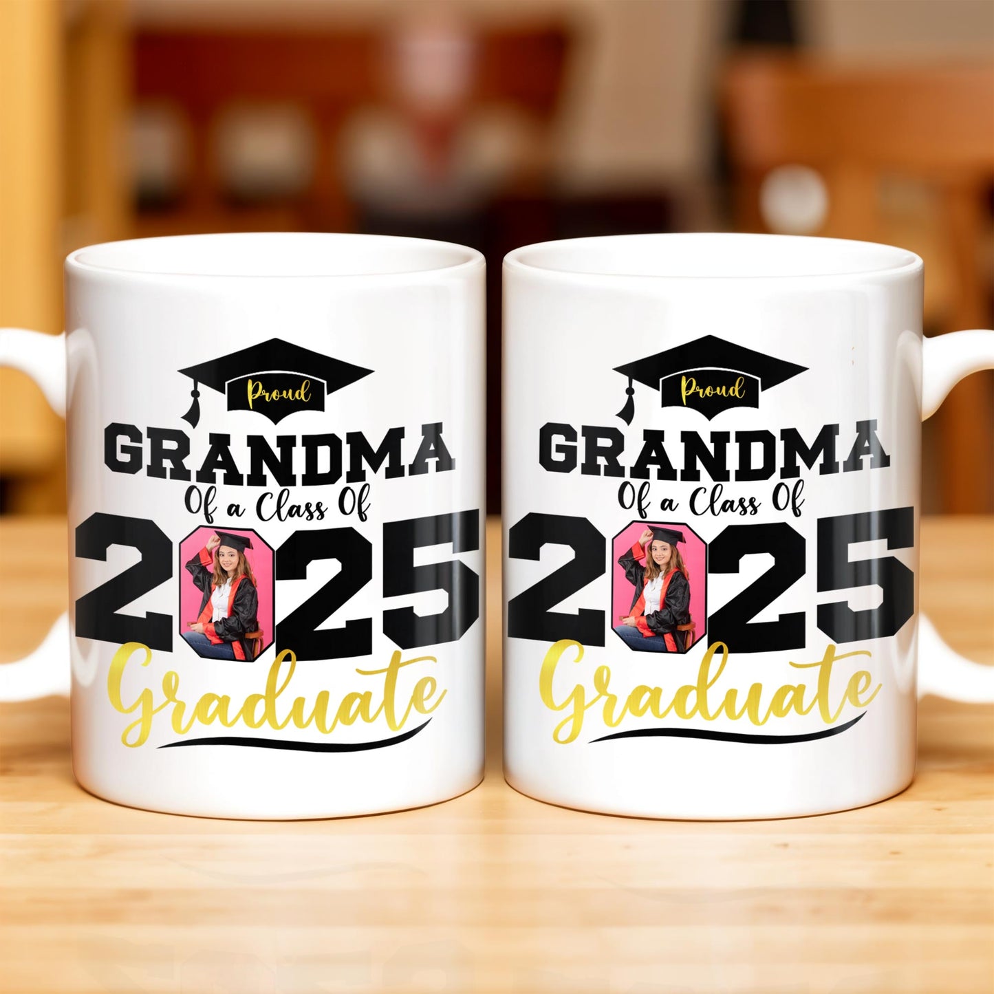 Proud Grandma Of A Class Of 2025 Graduate, Graduation Cap and Diploma - Personalized Custom Coffee Mug - GRAD266_MG