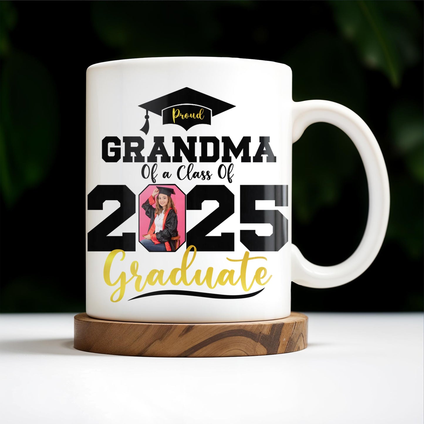 Proud Grandma Of A Class Of 2025 Graduate, Graduation Cap and Diploma - Personalized Custom Coffee Mug - GRAD266_MG