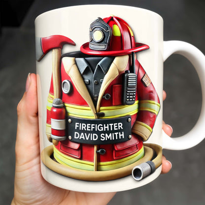 Firefighter, Gear and Helmet - Personalized Custom Coffee Mug - GRAD267_MG