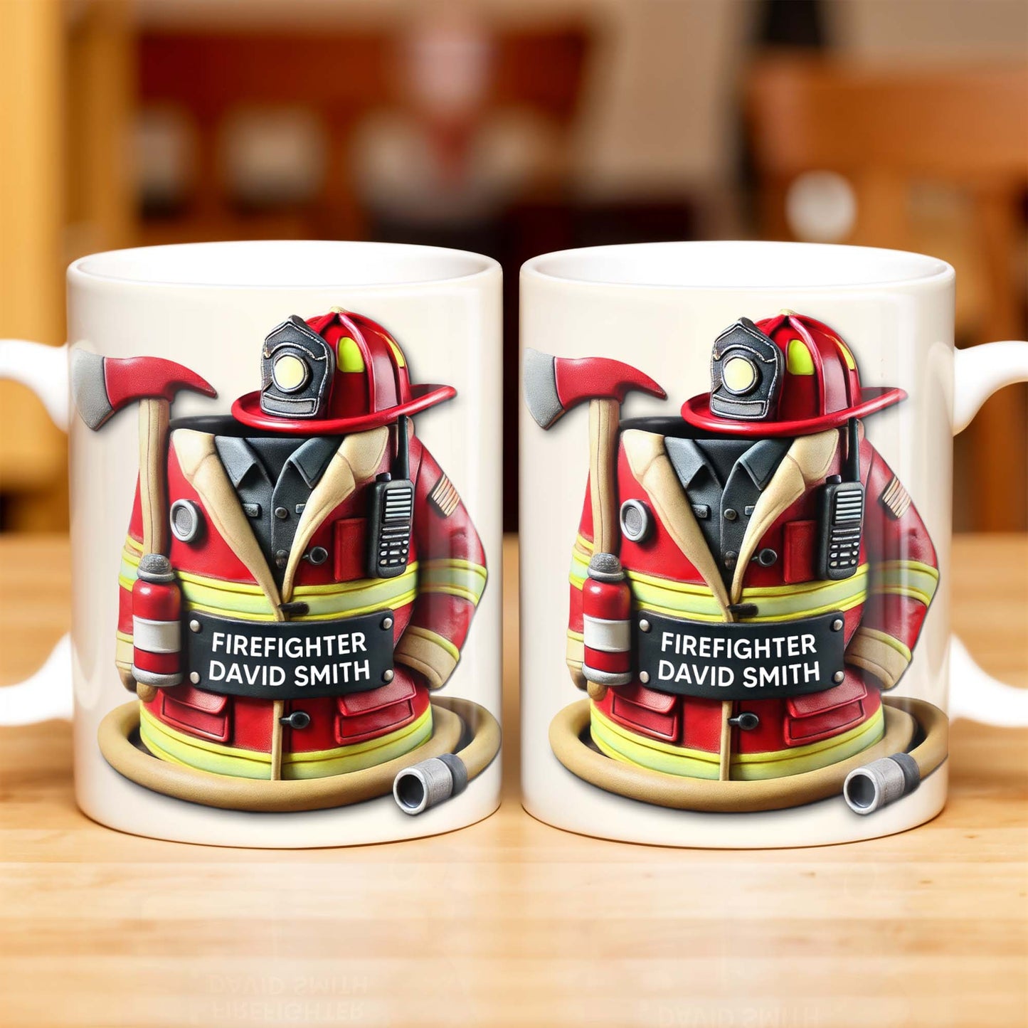 Firefighter, Gear and Helmet - Personalized Custom Coffee Mug - GRAD267_MG