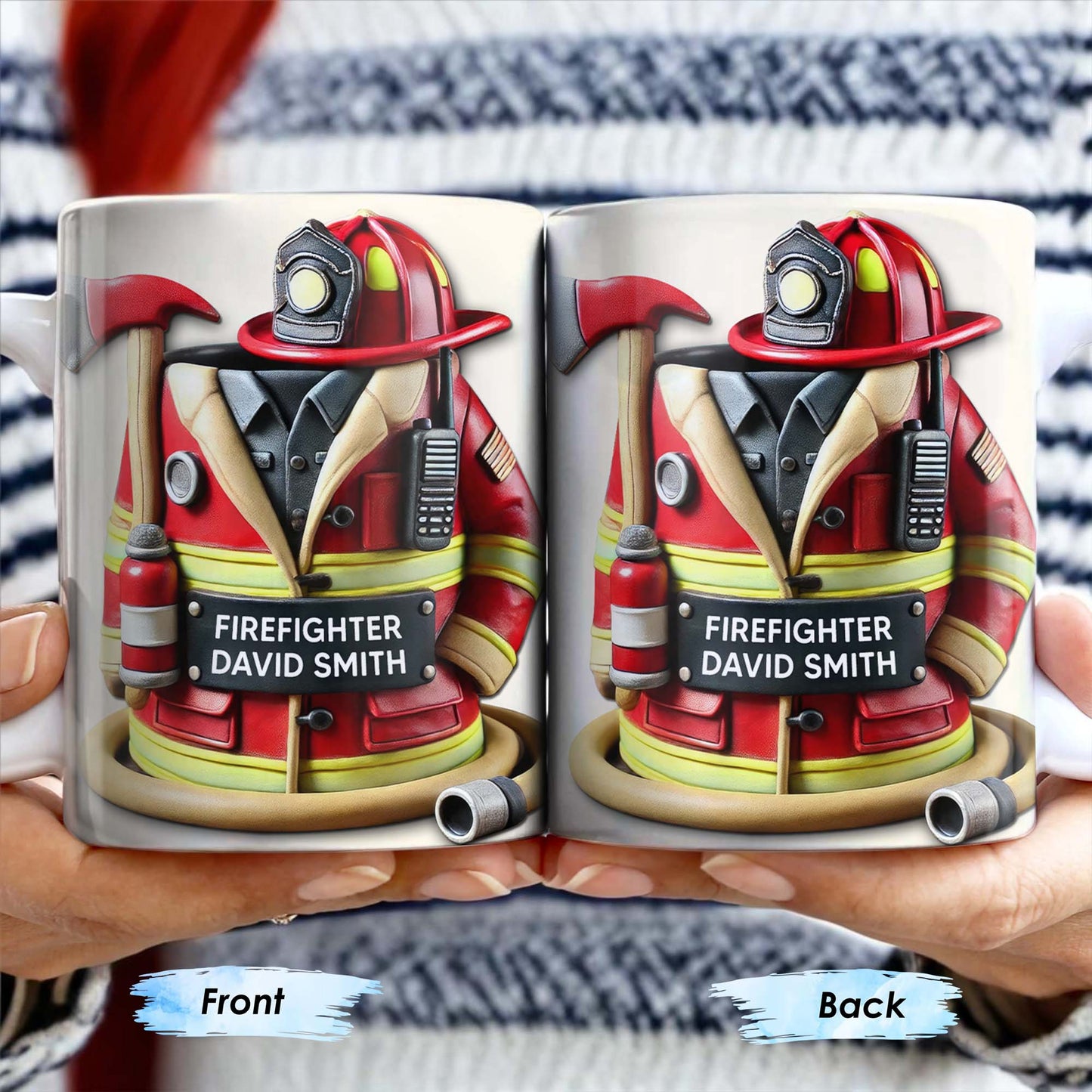 Firefighter, Gear and Helmet - Personalized Custom Coffee Mug - GRAD267_MG