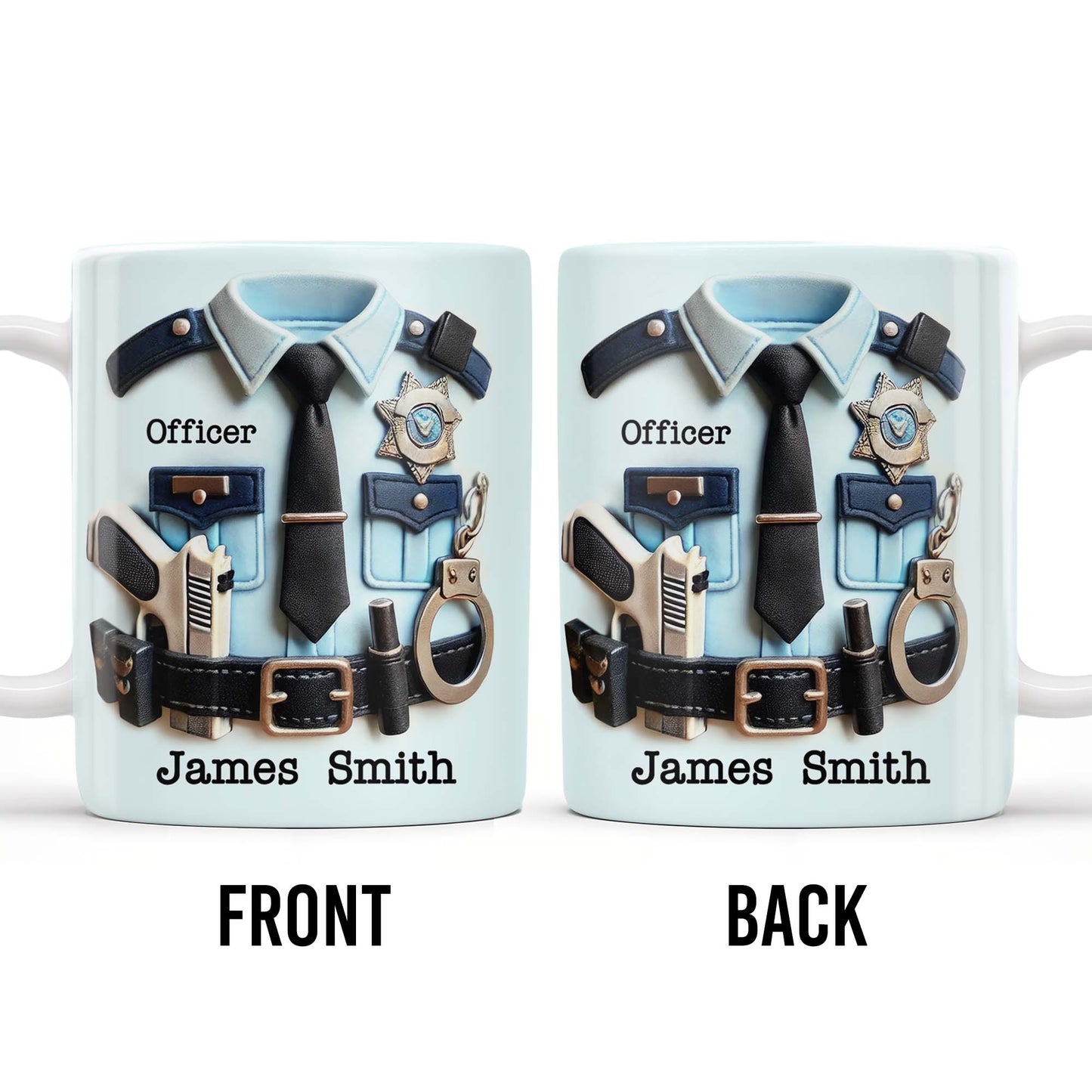 Officer, Police Uniform, Badge and Handcuffs - Personalized Custom Coffee Mug - GRAD268_MG