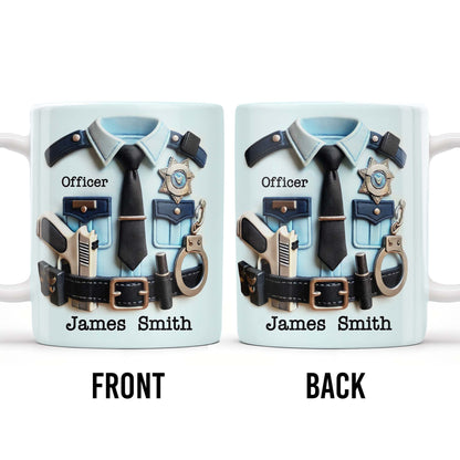 Officer, Police Uniform, Badge and Handcuffs - Personalized Custom Coffee Mug - GRAD268_MG