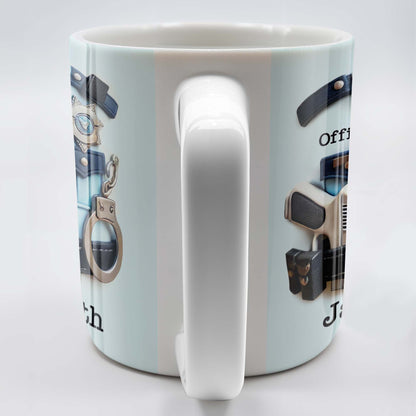 Officer, Police Uniform, Badge and Handcuffs - Personalized Custom Coffee Mug - GRAD268_MG