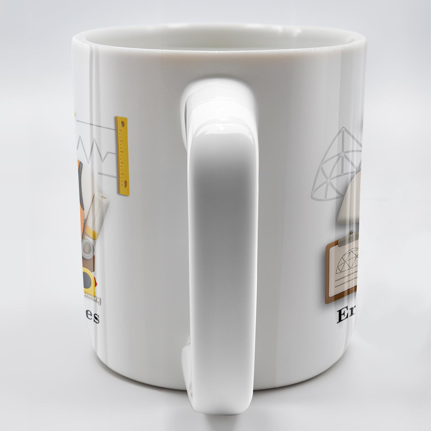 Custom Engineer Theme Coffee Mug With Construction Helmet, Safety Vest, and Tools - Personalized Custom Coffee Mug - GRAD270_MG