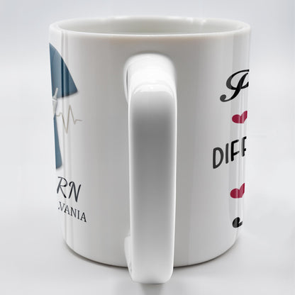 Never Forget The Difference That You Make, Heartbeat And Medical Scrubs - Personalized Custom Coffee Mug - GRAD271_MG