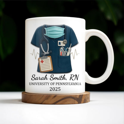 Never Forget The Difference That You Make, Heartbeat And Medical Scrubs - Personalized Custom Coffee Mug - GRAD271_MG