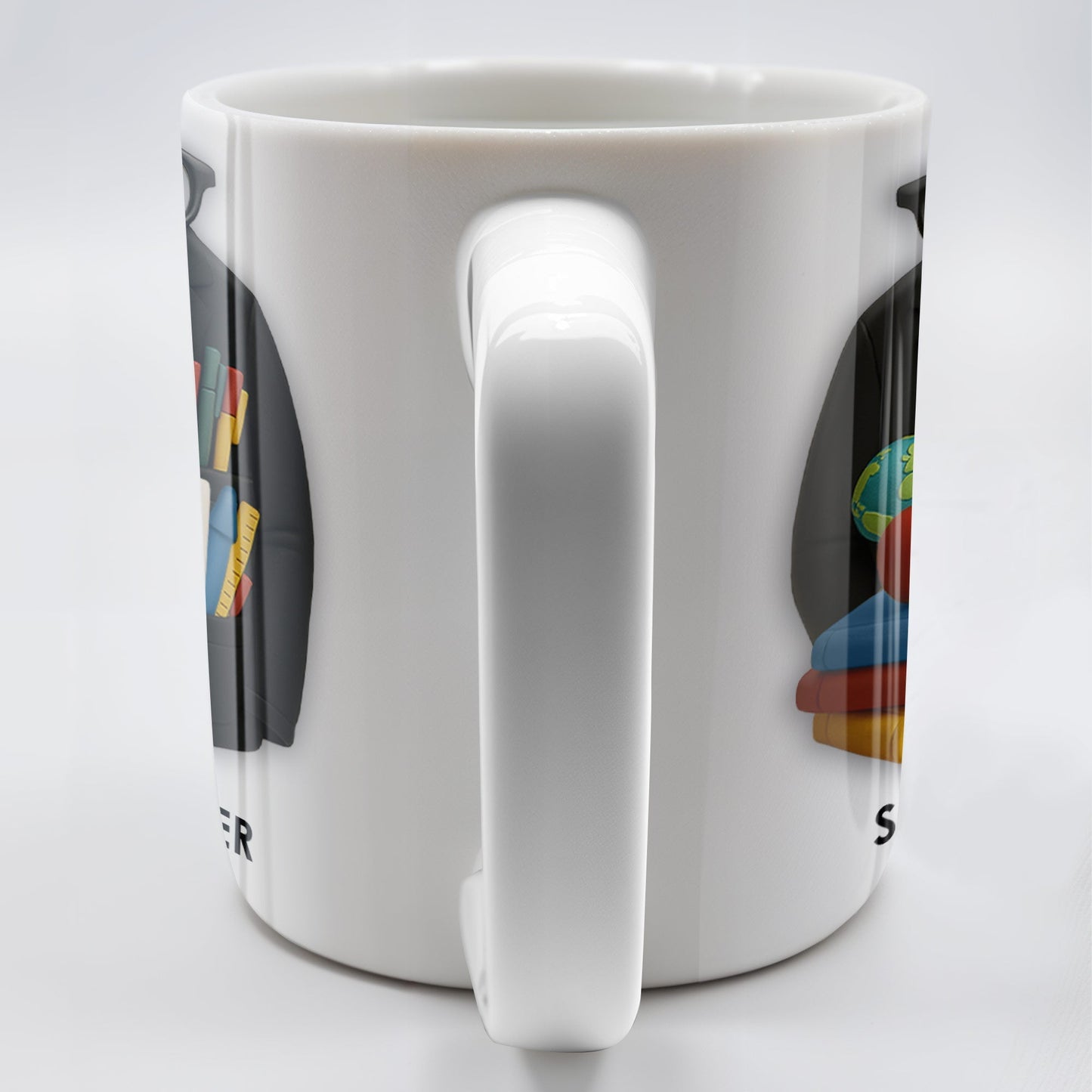Customizable Coffee Mug Featuring Glasses, Books, Apple, Markers, Lab Coat - Personalized Custom Coffee Mug - GRAD272_MG