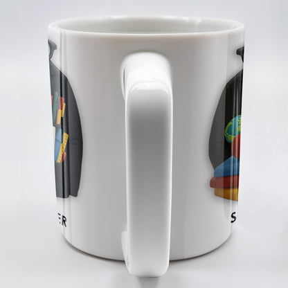 Customizable Coffee Mug Featuring Glasses, Books, Apple, Markers, Lab Coat - Personalized Custom Coffee Mug - GRAD272_MG