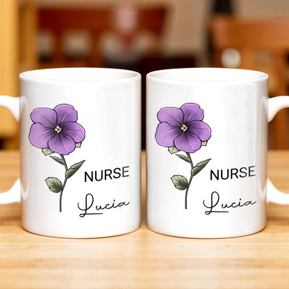 Your Job and Your Name, Flower Design - Personalized Custom Coffee Mug - GRAD273_MG
