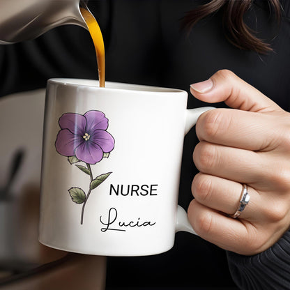 Your Job and Your Name, Flower Design - Personalized Custom Coffee Mug - GRAD273_MG